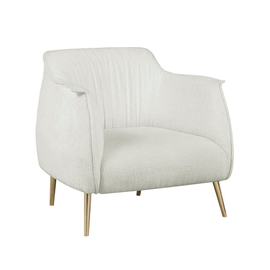 Homelegance Rachael Accent Chair in White Boucle with Gold Metal Legs 1085F1S