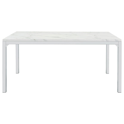 Athena Rectangular 64-inch Faux Marble Dining Table Chrome