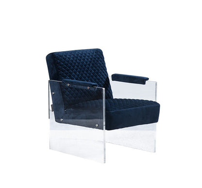 Divani Casa Edmond Modern Blue Velvet and Acrylic Lounge Chair