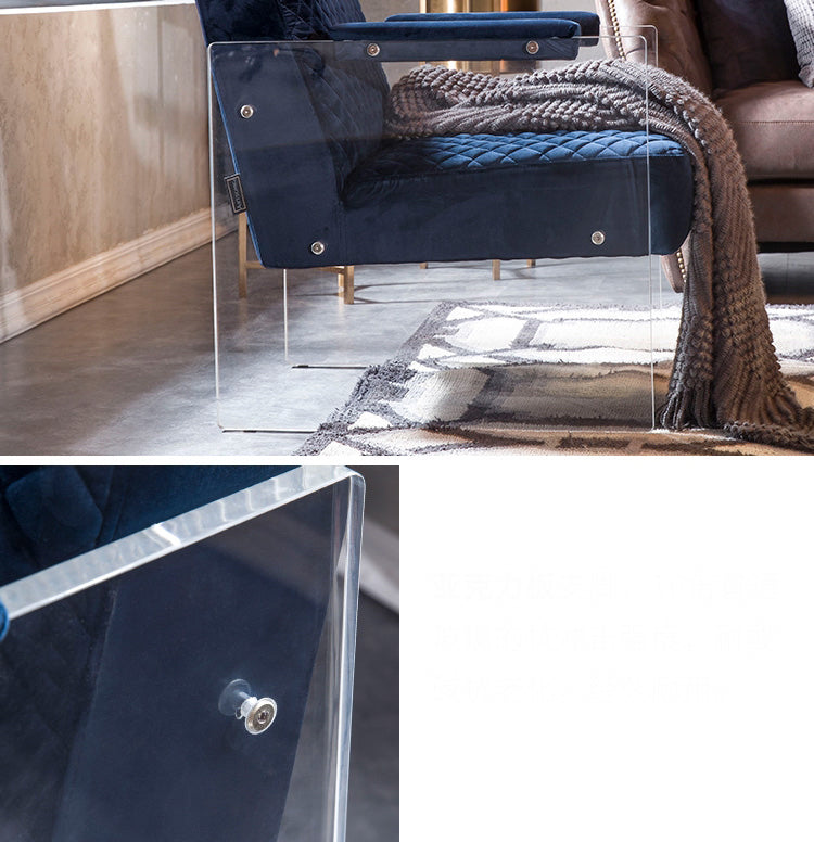 Divani Casa Edmond Modern Blue Velvet and Acrylic Lounge Chair