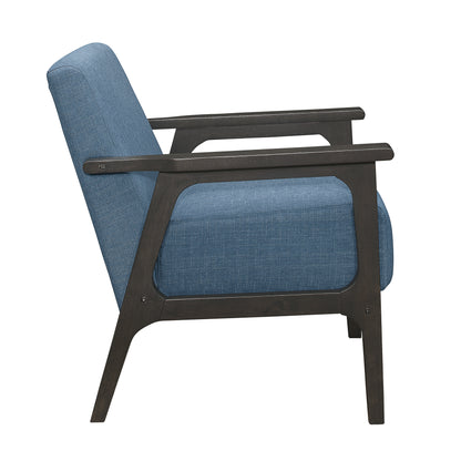 Homelegance Ocala Accent Chair in Textured Blue Fabric with Antique Gray Finish 1103BU-1