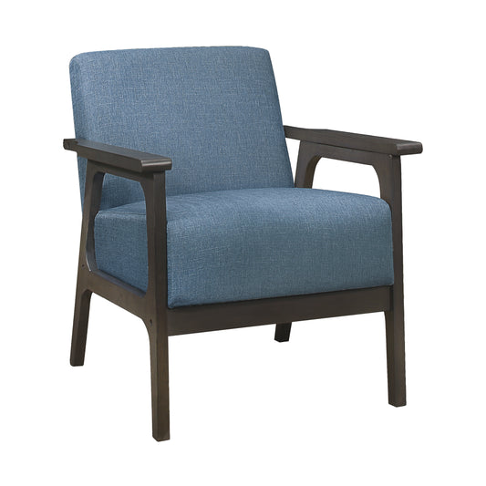 Homelegance Ocala Accent Chair in Textured Blue Fabric with Antique Gray Finish 1103BU-1