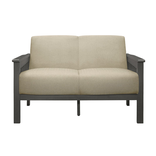 Homelegance Lewiston Loveseat in Light Brown Textured Fabric 1104BR-2