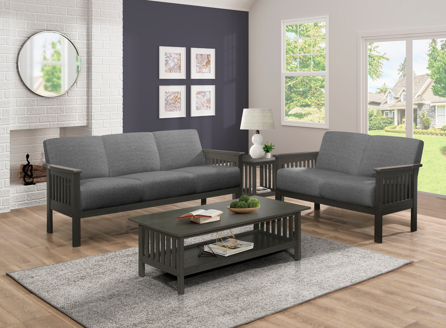 Homelegance Lewiston Loveseat in Textured Gray Fabric 1104GY-2