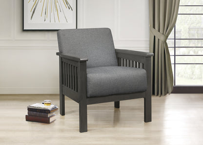 Homelegance Lewiston Accent Chair in Textured Gray Fabric with Antique Gray Finish 1104GY-1