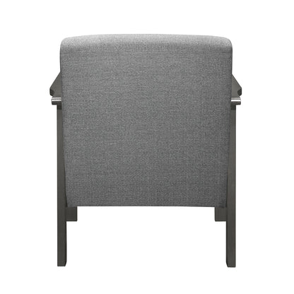 Homelegance Lewiston Accent Chair in Textured Gray Fabric with Antique Gray Finish 1104GY-1