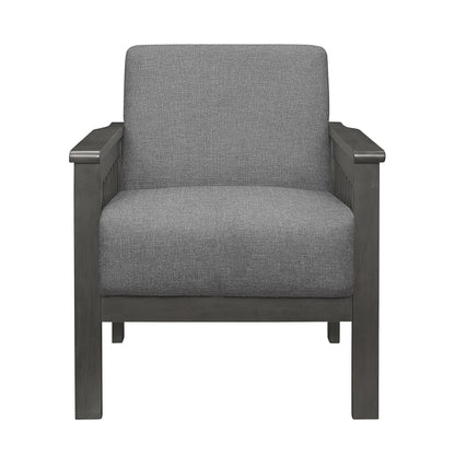 Homelegance Lewiston Accent Chair in Textured Gray Fabric with Antique Gray Finish 1104GY-1