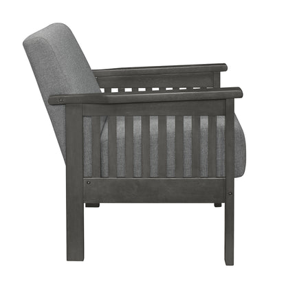 Homelegance Lewiston Accent Chair in Textured Gray Fabric with Antique Gray Finish 1104GY-1