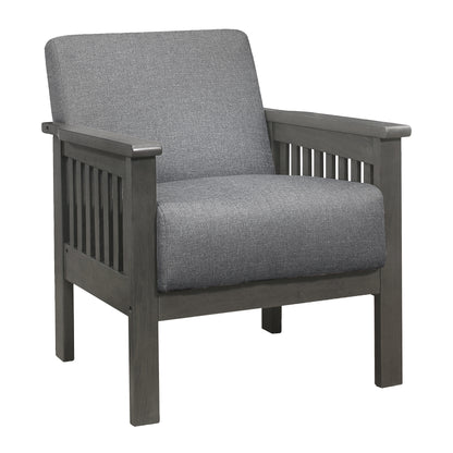 Homelegance Lewiston Accent Chair in Textured Gray Fabric with Antique Gray Finish 1104GY-1
