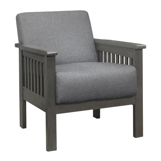 Homelegance Lewiston Accent Chair in Textured Gray Fabric with Antique Gray Finish 1104GY-1
