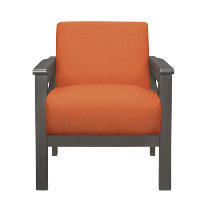 Homelegance Herriman Accent Chair in Textured Orange Fabric with Antique Gray Finish 1105RN-1
