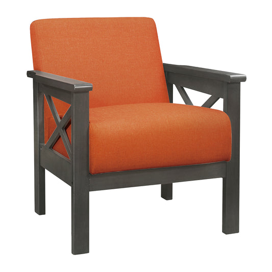 Homelegance Herriman Accent Chair in Textured Orange Fabric with Antique Gray Finish 1105RN-1