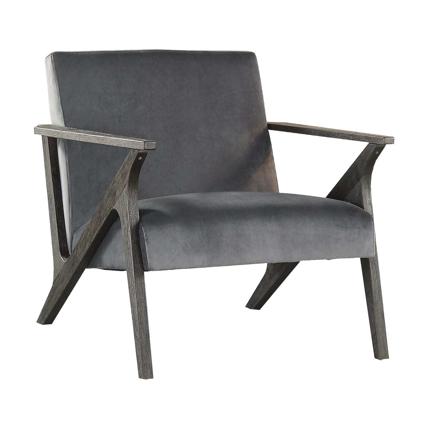 Homelegance Coriana Accent Chair in Antique Gray Velvet 1111GY-1