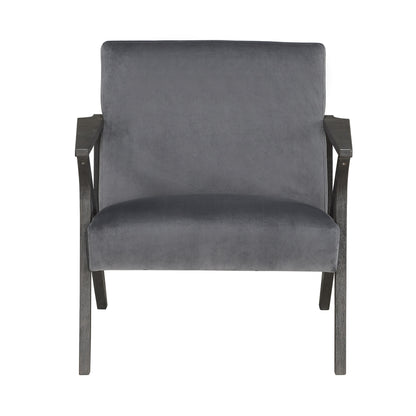 Homelegance Coriana Accent Chair in Antique Gray Velvet 1111GY-1