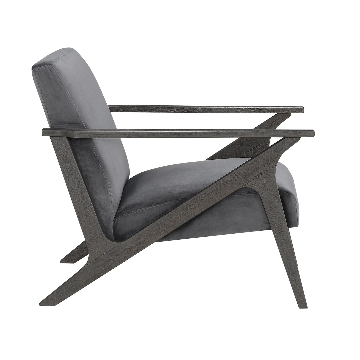 Homelegance Coriana Accent Chair in Antique Gray Velvet 1111GY-1