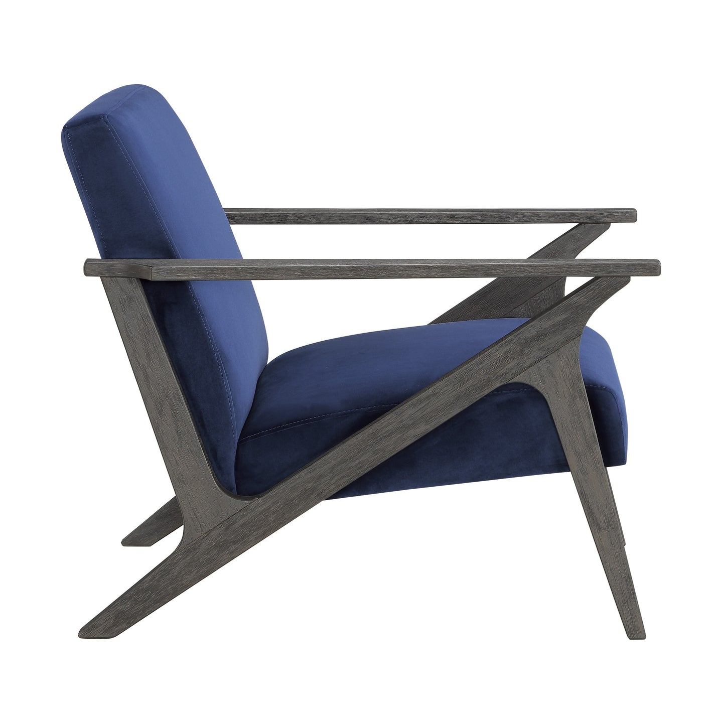 Homelegance Coriana Accent Chair in Navy Velvet with Antique Gray Finish 1111NV-1