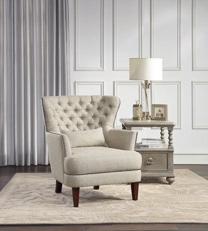 Homelegance Marriana Accent Chair Beige Textured Fabric with Button Tufting 1112-1
