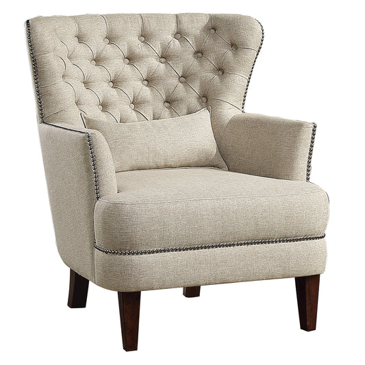 Homelegance Marriana Accent Chair Beige Textured Fabric with Button Tufting 1112-1