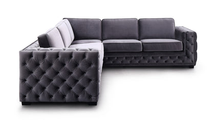 Divani Casa Jean Modern Grey Velvet Sectional Sofa