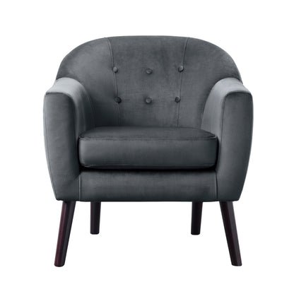 Homelegance Quill Accent Chair in Gray Velvet with Button Tufting 1127GY-1