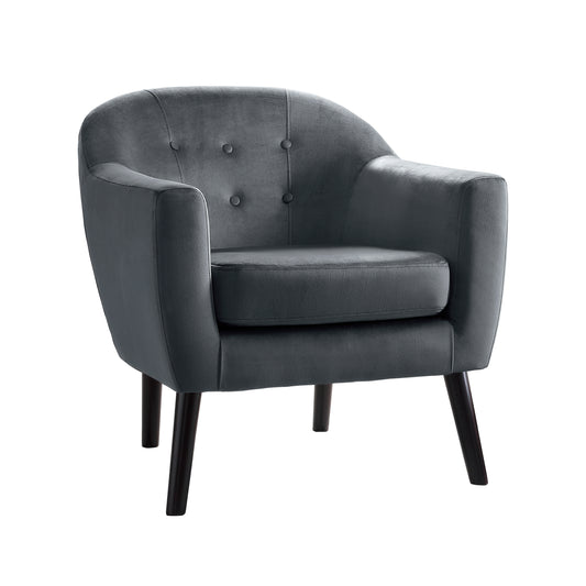 Homelegance Quill Accent Chair in Gray Velvet with Button Tufting 1127GY-1
