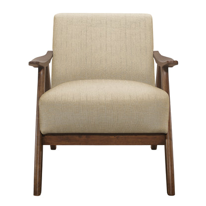 Homelegance Damala Accent Chair in Light Brown Textured Fabric with Walnut Finish 1138BR-1