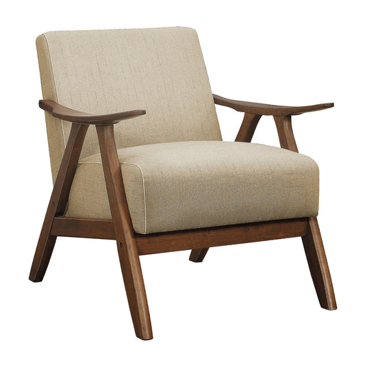 Homelegance Damala Accent Chair in Light Brown Textured Fabric with Walnut Finish 1138BR-1