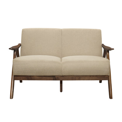 Homelegance Damala Loveseat in Light Brown Textured Fabric 1138BR-2