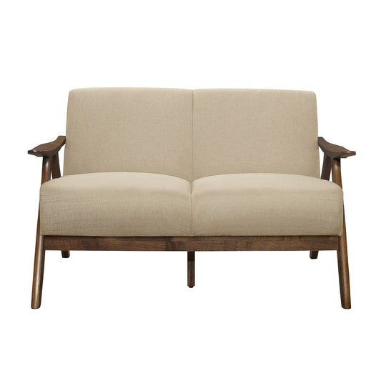 Homelegance Damala Loveseat in Light Brown Textured Fabric 1138BR-2