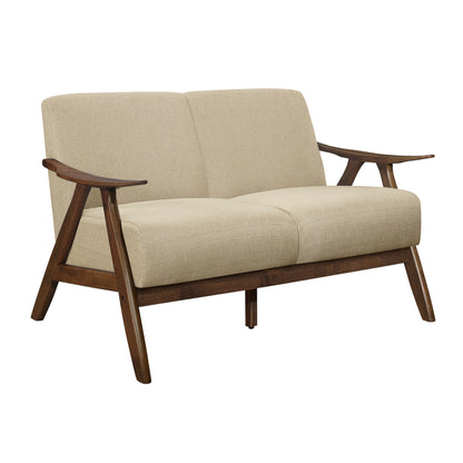 Homelegance Damala Loveseat in Light Brown Textured Fabric 1138BR-2