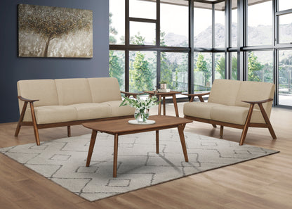 Homelegance Damala Loveseat in Light Brown Textured Fabric 1138BR-2