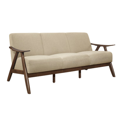 Homelegance Damala Sectional Sofa in Walnut with Light Brown Upholstery 1138BR-3