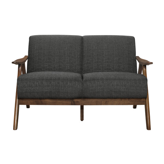 Homelegance Damala Loveseat in Dark Gray Textured Fabric 1138DG-2