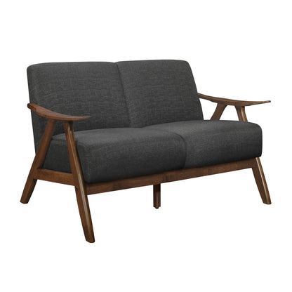Homelegance Damala Loveseat in Dark Gray Textured Fabric 1138DG-2