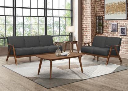 Homelegance Damala Loveseat in Dark Gray Textured Fabric 1138DG-2