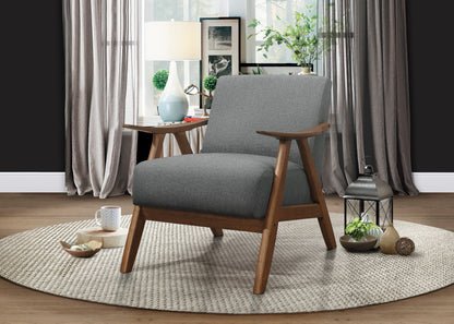 Homelegance Damala Accent Chair in Textured Gray Fabric with Walnut Finish 1138GY-1
