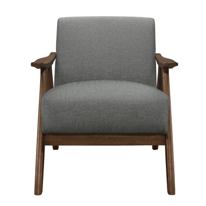 Homelegance Damala Accent Chair in Textured Gray Fabric with Walnut Finish 1138GY-1