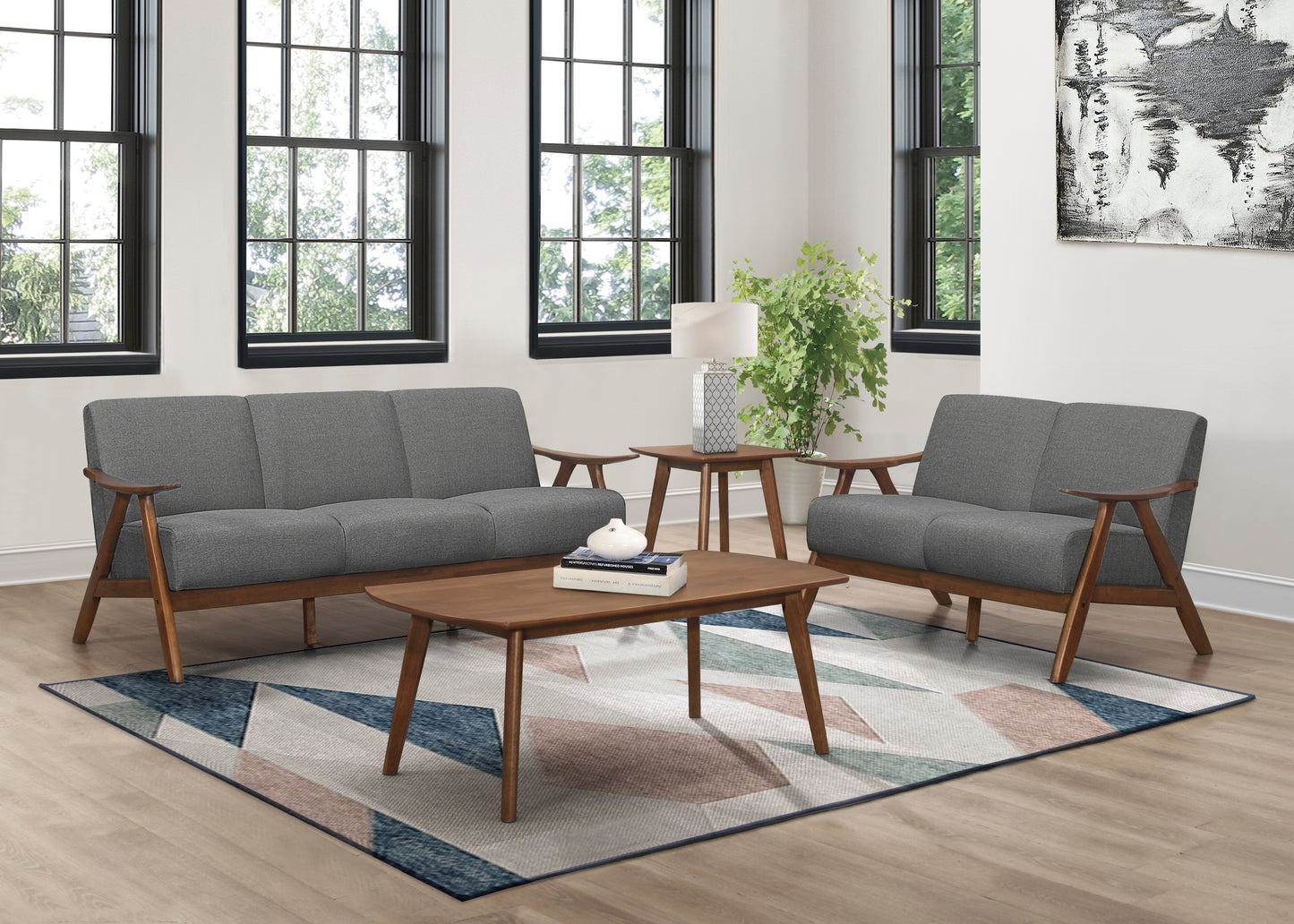 Homelegance Damala Loveseat in Gray Textured Fabric 1138GY-2
