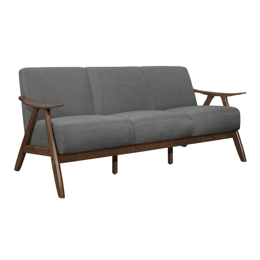 Homelegance Damala Sectional Sofa in Walnut and Gray Retro-Inspired Design 1138GY-3