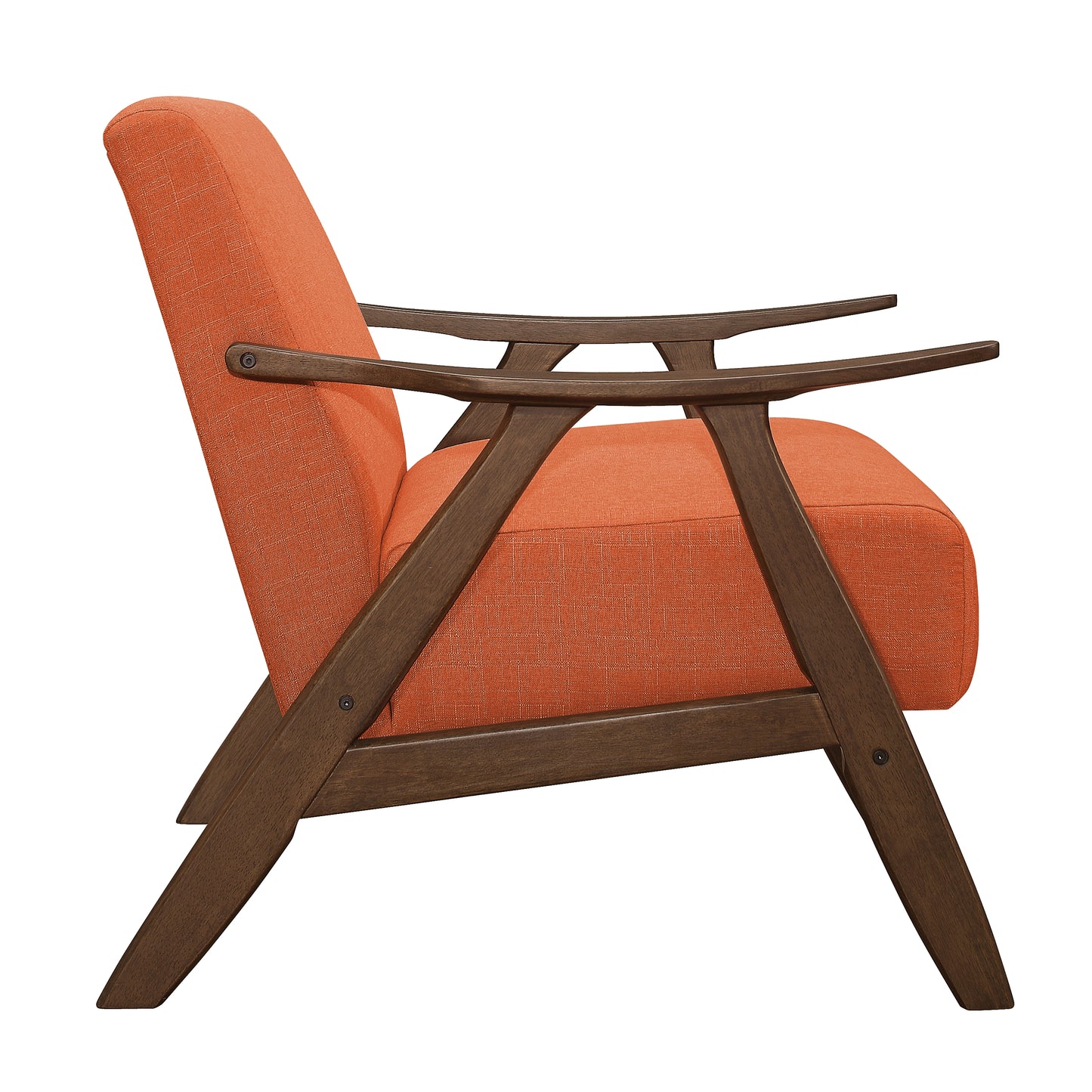 Homelegance Damala Accent Chair in Textured Orange Fabric with Walnut Finish 1138RN-1