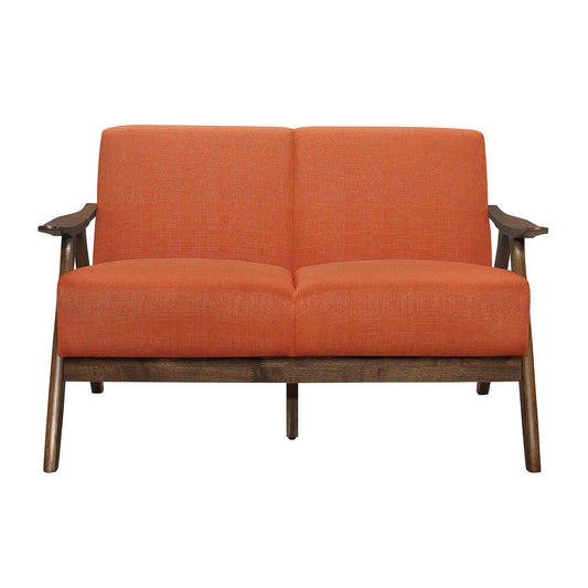 Homelegance Damala Loveseat in Textured Orange Fabric 1138RN-2