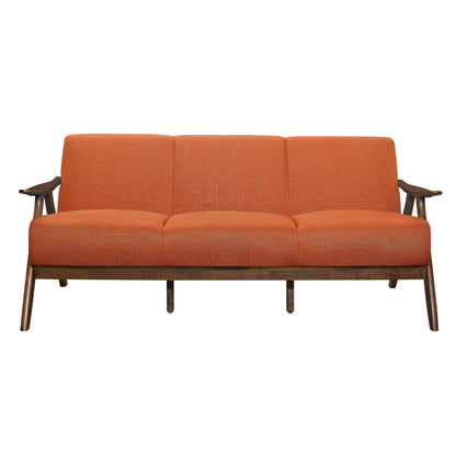 Homelegance Damala Sectional Sofa in Walnut and Orange Retro Design 1138RN-3