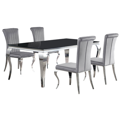 Carone 5-piece 81" Rectangular Black Glass Dining Set Grey