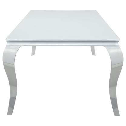 Carone Rectangular 81-inch Glass Top Dining Table White