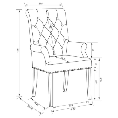 Alana Velvet Upholstered Dining Arm Chair Brown