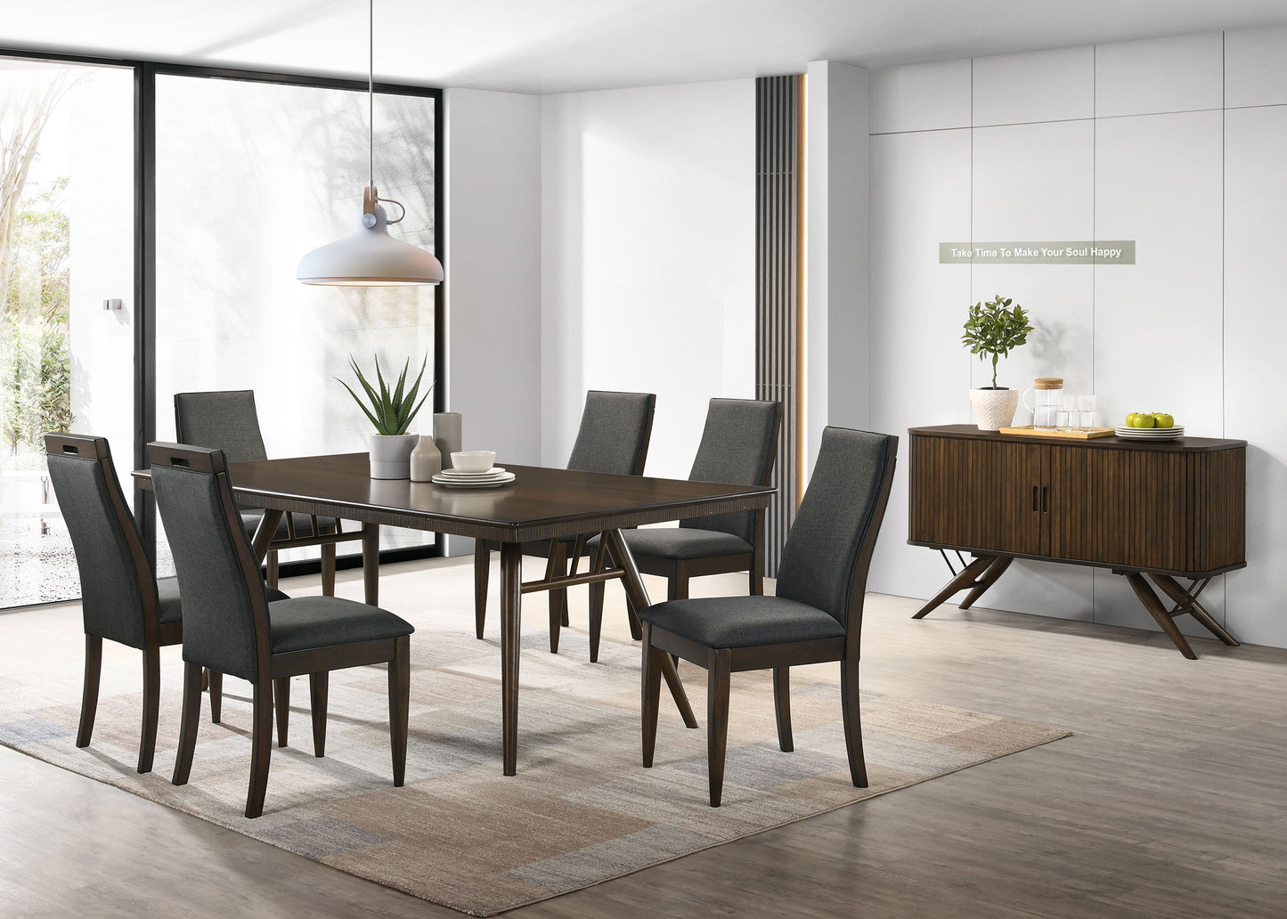 Wes Upholstered Dining Side Chair Dark Walnut (Set of 2)