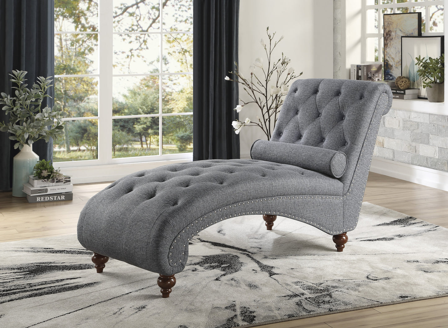 Homelegance Bonne Chaises Dark Gray Textured Fabric with Button Tufting 1162GY-5