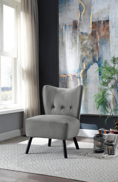 Homelegance Imani Accent Chair in Gray Velvet with Button Tufted Back 1166GY-1