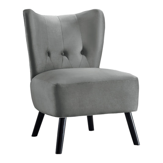 Homelegance Imani Accent Chair in Gray Velvet with Button Tufted Back 1166GY-1