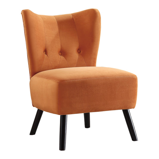 Homelegance Imani Accent Chair in Orange Velvet with Button Tufted Back 1166RN-1